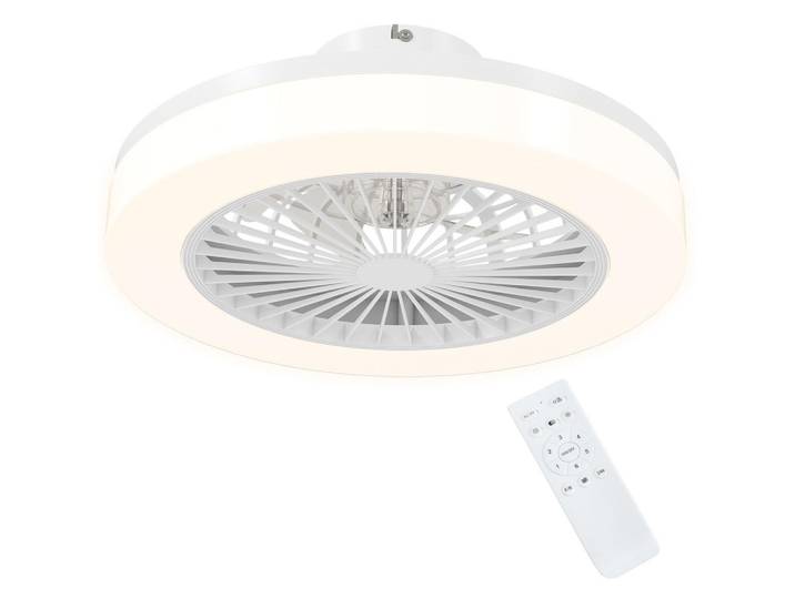 Homcom Deckenventilator mit Beleuchtung Eichenholz Weiß, Kunststoff, LED integriert, 46x16x46 cm, Lampen & Leuchten, LED Beleuchtung, LED-Hängeleuchten