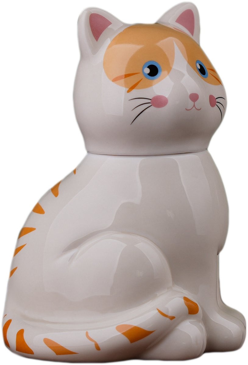 Keramische urn voor huisdier - Zittende oranje kat sculptuur - 600 ml