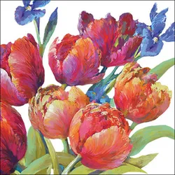 Ambiente 20 Servietten Papier 33x33cm 3-lagig - hochwertige Einweg Papierservietten Tulpen Blumen Malstil Tischdeko Frühling Sommer Naturmotiv