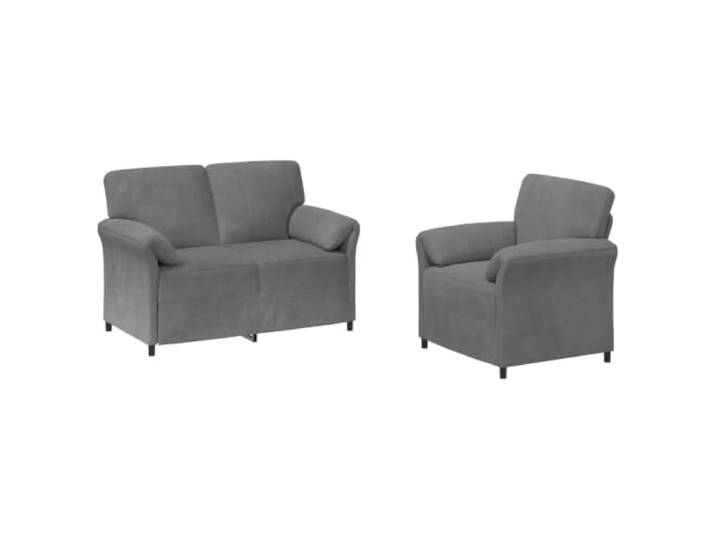 PUGYNBK 2-teiliges Sofa aus Samt, dunkelgrau, mit modernem Metallrahmen Gemütliche Rückenlehne, robuste Struktur, geschwungene Arme, einfache Montage, einfache Pflege