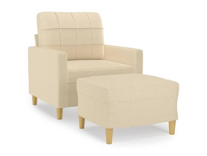 GHVBNMF Sessel mit Hocker Creme Polstersessel Relaxsessel 2er Set Bequemer Fernsehstuhl mit Fußablage für Wohnzimmer und Schlafzimmer. Atmungsaktiver Bezug und robustes Metallgestell.