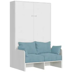 Itamoby Kentaro 140 cm französisches Klappbett für Doppelbett mit Sofa aus weißer Esche, hellblau