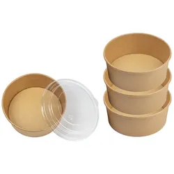 Lauroo 150 Stück Salatschalen mit Deckel Kraftpapier Schalen - 1300 ml