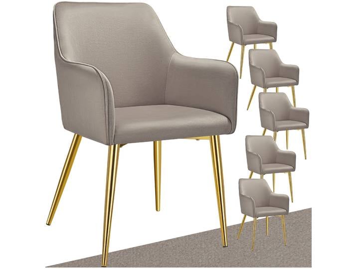 Armlehnstuhl Avane, Samtoptik, gepolstert - taupe, 6er Set