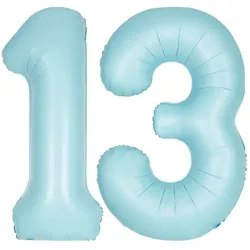 XL Folienballon hellblau Zahl 13