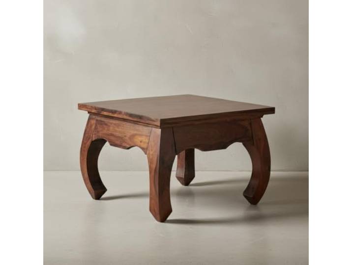KADIMA DESIGN Sheesham Couchtisch Kanada im Landhausstil, 60x60 cm, handgefertigt, Elegante Opium-Form, pflegeleicht und robust