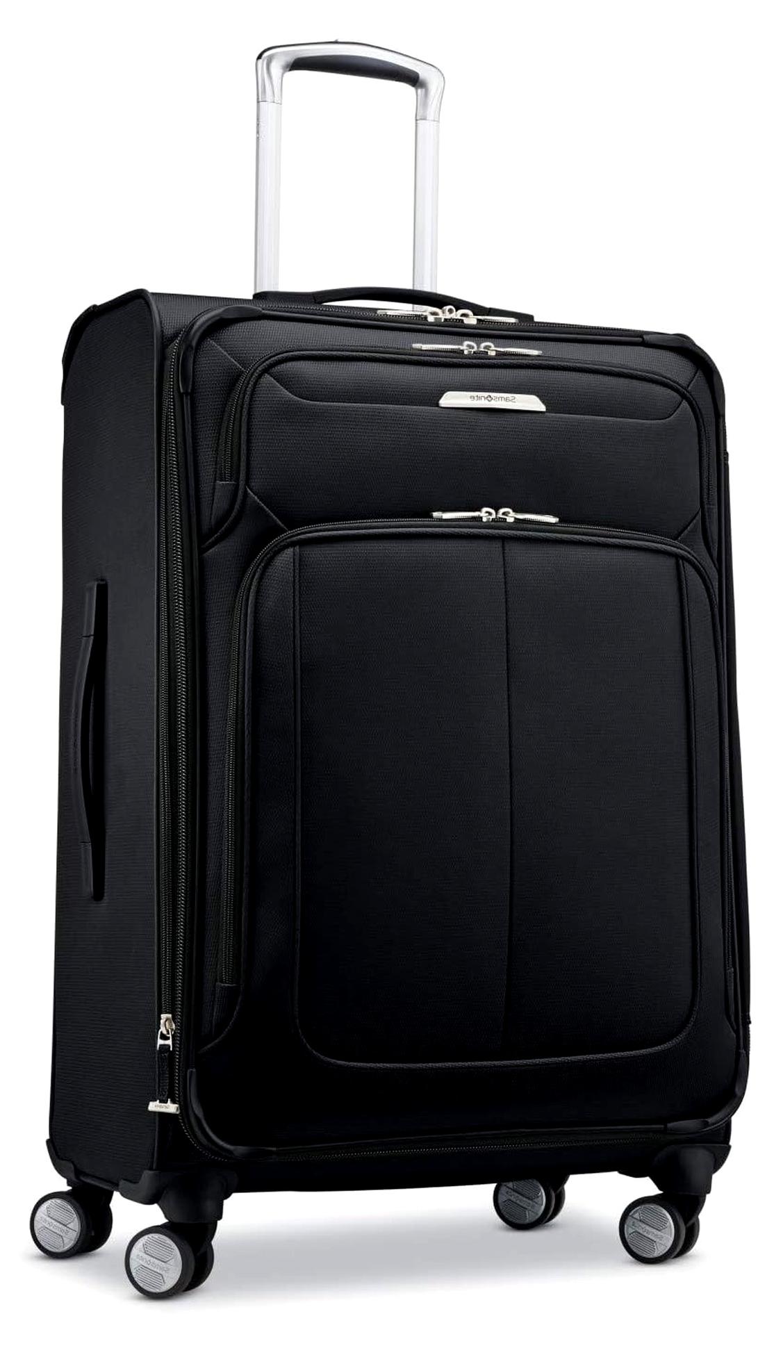 Solyte DLX Softside Expandable Luggage with Spinner Wheels, Midnight Black, Checked-Medium 25-Inch
