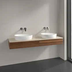 Villeroy und Boch Antao Waschtisch-Unterschrank L17113HM 160x19x50cm, Waschbeckenplattenfarbe botticino, warm walnut, Mit Beleuchtung