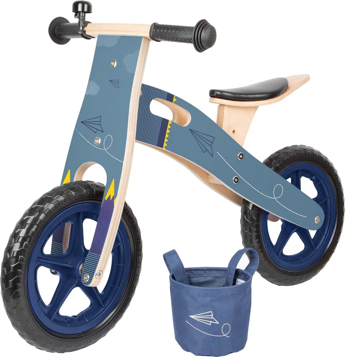 Loopfiets voor kleine kinderen met verstelbaar zadel en fietsmand