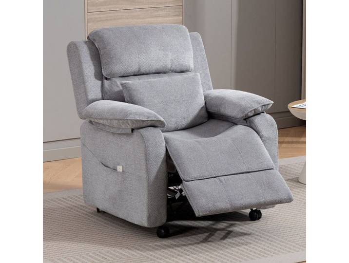 Fauteuil Relax Électrique DYHOME Fauteuil Inclinable Salon Avec Repose-Pieds en Tissu Chenille Gris