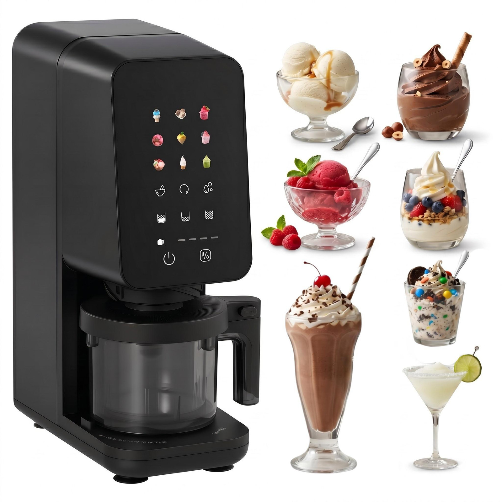 4Swiss IB026 FlurryKing ijsmachine voor ijs, slush, softijs, gelato, sorbet en bevroren yoghurt, zwart, BPA-vrij