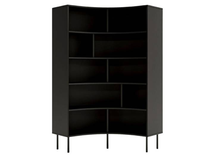 Skandica Bücherregal Horn, Schwarz, Bogenform, 10 Fächern, Metall, 100x181x32 cm, Wohnzimmer, Regale, Bücherregale