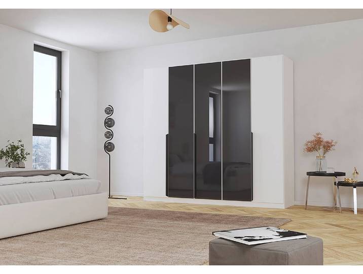 Drehtürenschrank Artemis 226cm Weiß/Graphit/Weiß
