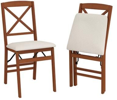 Costway Folding Dining Chairs Set of 2 with Padded Seat and Rubber Wood Frame-A
