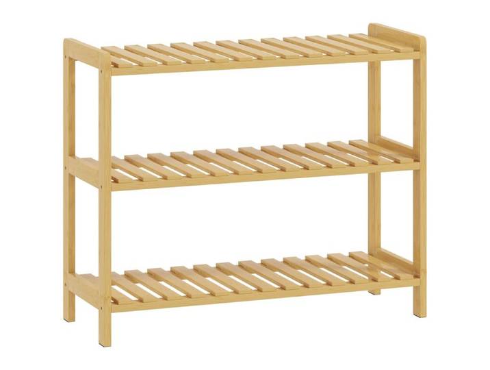 YWJ Étagère Chaussures Bambou 3 Niveaux 9 Paires Entrée Couloir 70x26x57 5cm Naturelle Stable