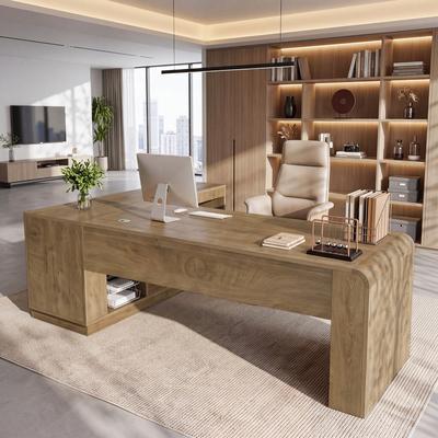 YUZHOU "8.74"" L-Shaped Executive Desk, Large Corner Office Desk"