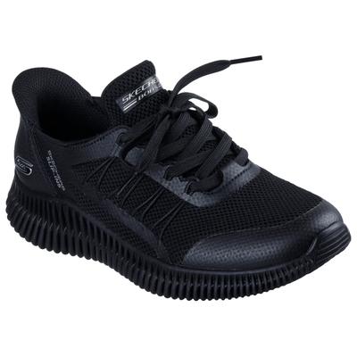 Sneaker SKECHERS "BOBS GEO LITE", Damen, Gr. 39, Textil, schwarz, unifarben, Schuhe Sneaker, Praxischuh, Freizeitschuh, Komfortschuh mit Slip-ins