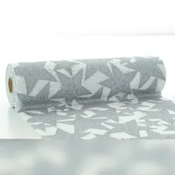 Sovie HORECA Tischläufer Gitte in Silber-Blau aus Linclass® Airlaid 40 cm x 24 m, 1 Stück - Weihnachten Sterne