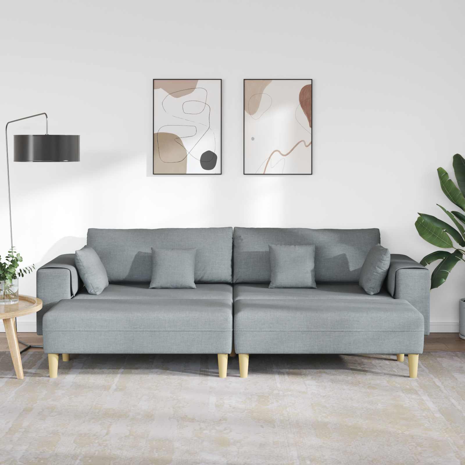 vidaXL Canapé 3 pc Gris clair tissu