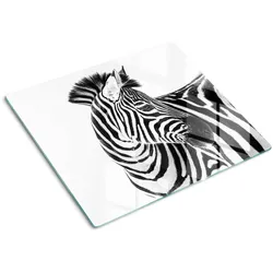 GLASPLATTE 60x52 cm Zebra im Schnee