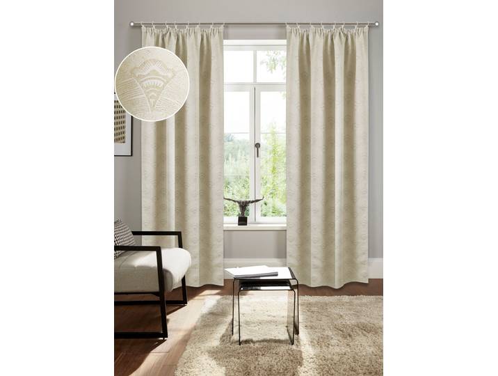 Verdunkelungsvorhang BRUNO BANANI Alessio Gr. 2, beige, B:130cm H:175cm, Polyester, Polyester, Gardinen, Verdunkelungsvorhang, Elegantes Muster, Jacquard, verdunkelnder Vorhang, blickdicht,modern