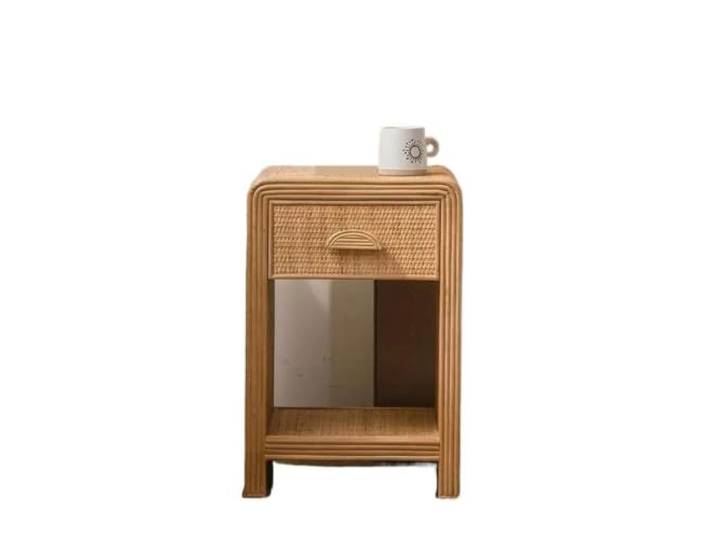 Vine Woven Nachttisch, Schlafzimmer Nachttische Kreativer Aufbewahrungsschrank, Retro-Beistelltisch for zu Hause, moderner Aufbewahrungsschreibtisch