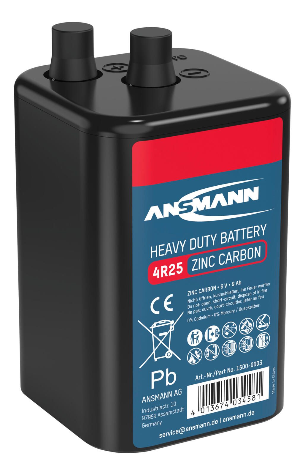 ANSMANN Batterien 4R25 Zink-Kohle 6V-Blockbatterie 6,0 V, 15 St. 1500-0003-01