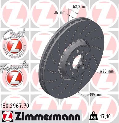 Zimmermann Bremsscheibe 150.2967.70 Vorderachse Links 395mm 36mm Für Bmw