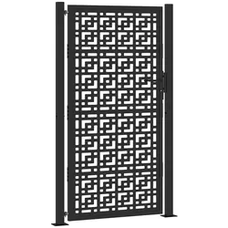 vidaXL Gartentor Schwarz 105x180 cm Stahl Kreuz-Design