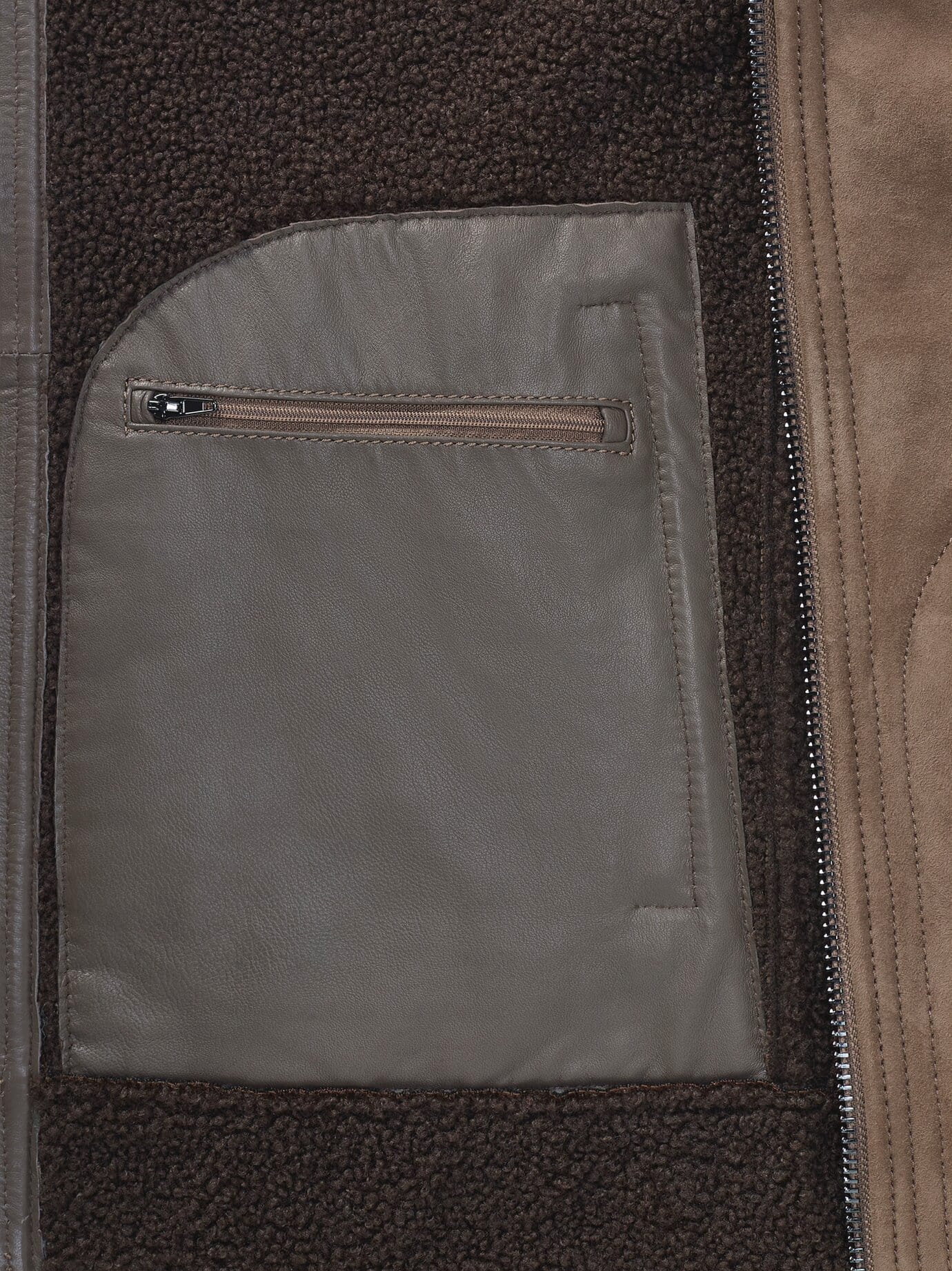 Walbusch Lederblouson mit Kunstfell, normale Größen, Farbe Beige, 24, edles Ziegenvelours innen warmer Webpelz (Kunstfell) Herren