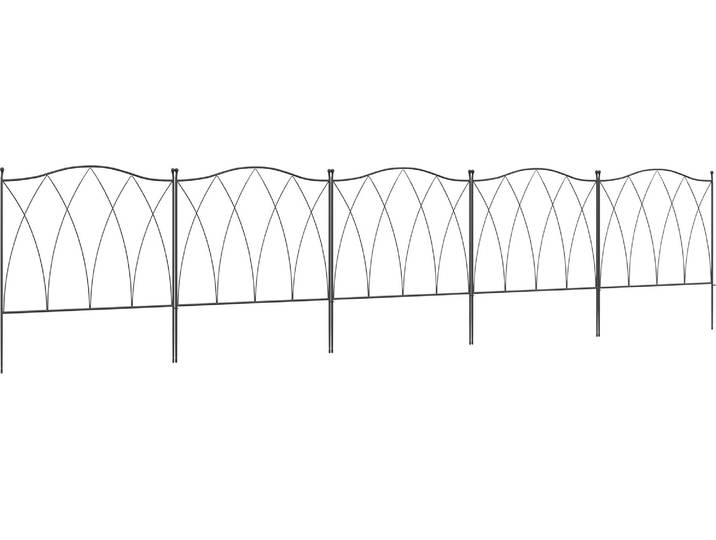 Outsunny Lot de 5 clôtures de jardin décoratives en métal - 305 x 62 cm noir