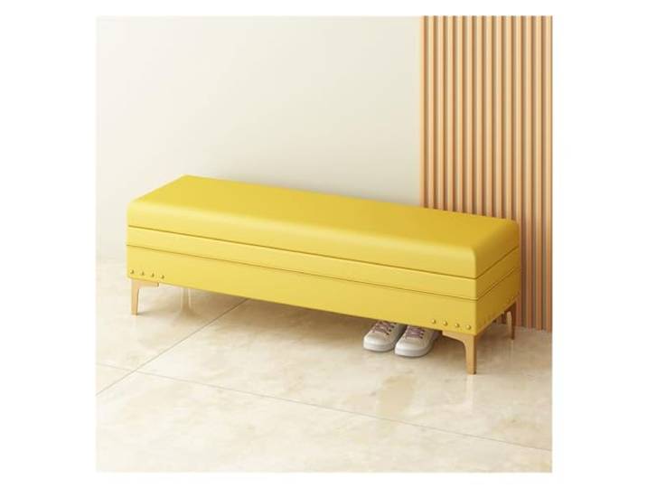 RUNZE765Z Dekorativ Gepolsterte Aufbewahrungsbank mit Nagelkopfbesatz(Yellow,120 * 40 * 40cm)