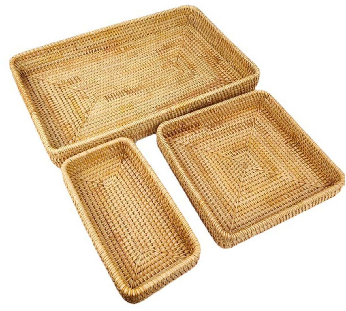 Dailygoods Handgeweven Rotan Dienblad - Lichtgewicht Multifunctioneel Dienblad en Opbergmand