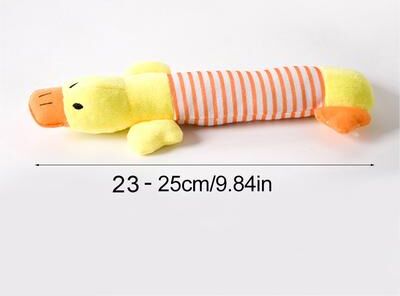 Multisell Products Hub Durable Stuffingless Squeaky Dog Toy With Squeakers & Crinkle Fun Animal Chew Toy For Pets yellow