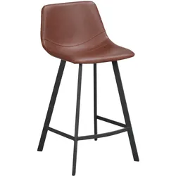 Barhocker Auburn 2er Set aus Kunstleder, modern mit Metallgestell, braun, komfortable Sitzhöhe