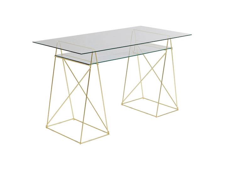 Kare-Design Schreibtisch, Metall, Glas, rechteckig, X-Form, A-Form, 65x74x135 cm, Büromöbel, Schreibtische, Schreibtische