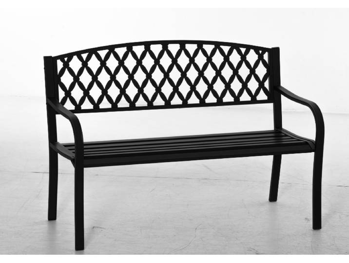 Banc de jardin 2 places Outsunny avec accoudoirs en fonte d'acier 128X58.5X89 cm