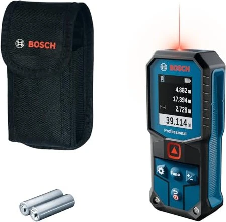 BOSCH Professional Akku-Laser-Entfernungsmesser GLM 40-31, Schutzhülle 0.601.075.000 (2× AA)