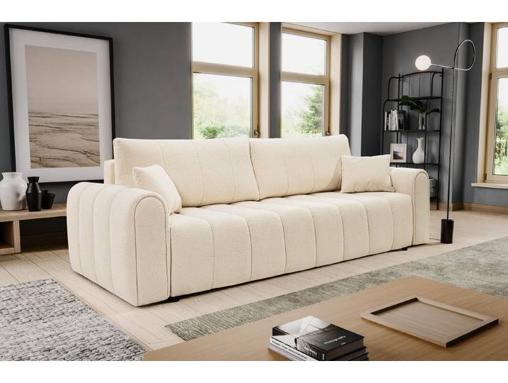 MOEBLO Sofa Farnilo, Elegante Schlafsofa mit Schlaffunktion und Bettkasten & Bouclé-Bezug – Komfort für jeden Tag, Couch Polstermöbel Sitzmöbel Wohnzimmermöbel 3-Sitzer-Sofa Stoffsofa, (BxHxT): 248 × 87/72 × 100 cm
