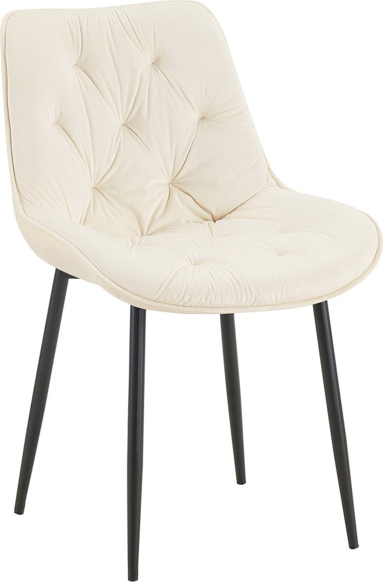 CLP Wallace Eetkamerstoel met fluwelen bekleding en metalen frame, Creme