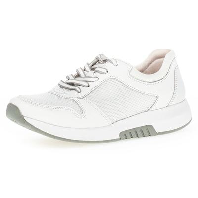Keilsneaker GABOR, Damen, Gr. 42, Textil, weiß, Kalbsleder, Textil, unifarben, Schuhe Sneaker, mit Label an der Ferse, Freizeitschuh, Halbschuh, Schnürschuh