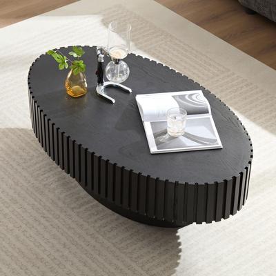 Modern Handcraft Drum Coffee Table Length 43.7 inch Ellipse Coffee Table for Living Room,Oval Small Coffee Table