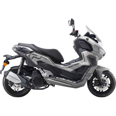 Motorroller PRIKE "PRIKE XDV 125, E5+, Adventure, ADV Roller", grau (grau, schwarz), Motorroller, ohne Topcase, 95 km/h, ABS, Windschutz, Heizgriffe, USB, EFI, digitales Display, B:78cm H:127cm L:196cm