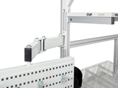 Befestigung für Schwenkarm mit Höhe 60 mm am Aluprofil, ESD-leitfähig