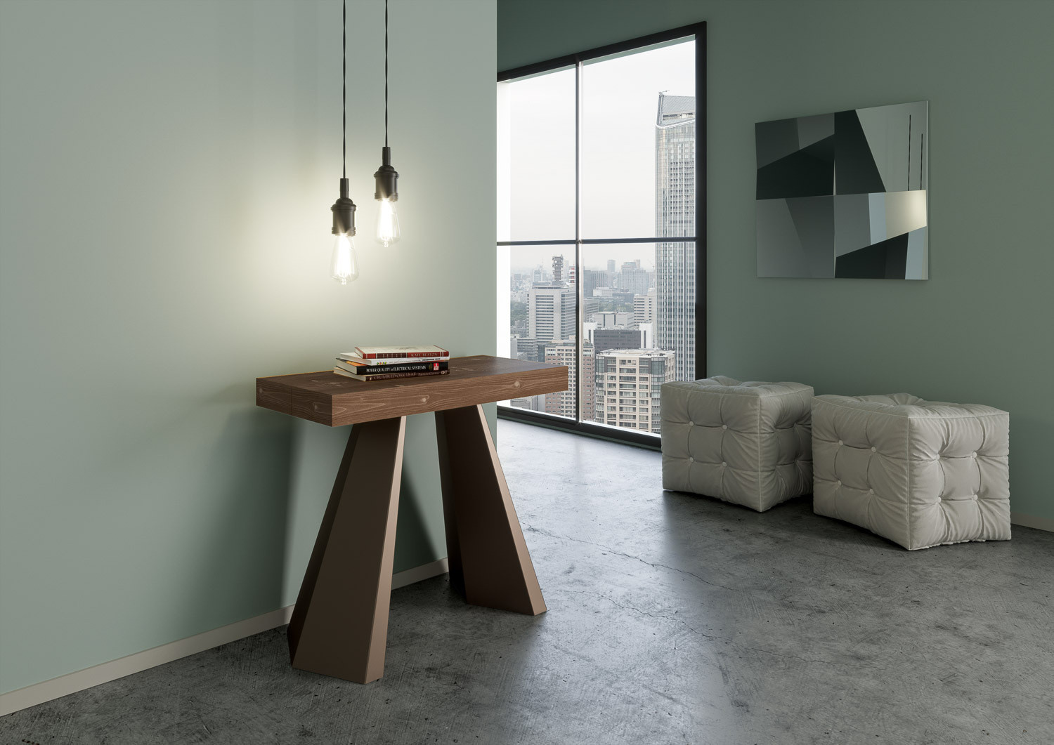 Itamoby Uitschuifbare Console met Telescopisch Frame, Diamantkleur, B: 90 cm, D: 40 cm, L: 290 cm