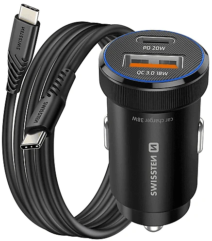 Swissten CL Adapter USB-C PD + USB-A 38 W schwarz