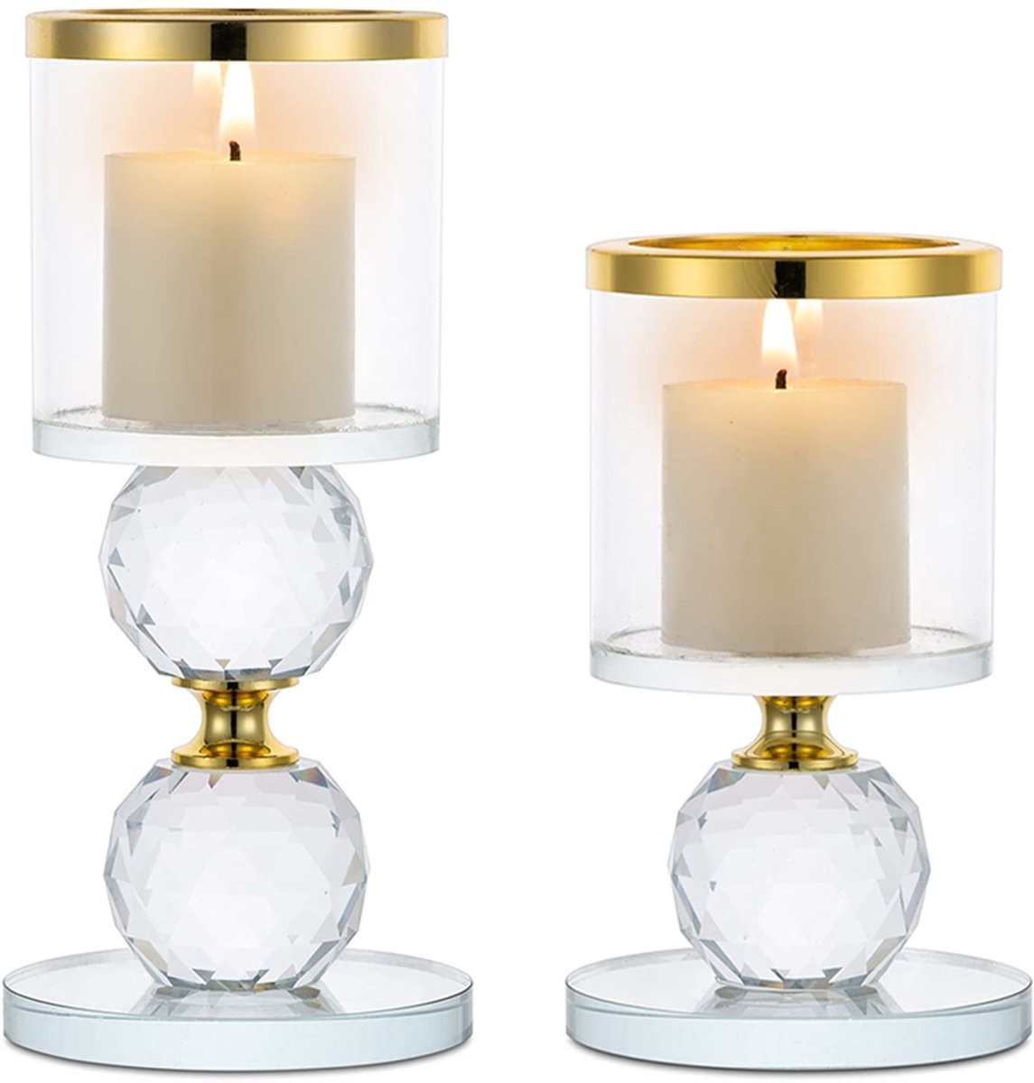 Dailygoods Crystal Kandelaar Set van 2 - Gouden Theelicht Kandelaar voor Tafel Decoratie