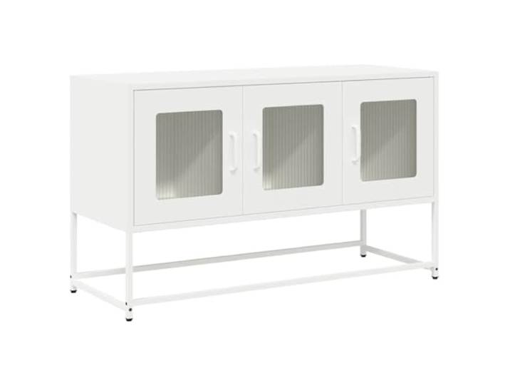 KGFHERENB TV-Schrank Metall Lowboard Weiss 100,5x39x60,5 cm Vielseitige Aufbewahrung fuer Flur und Schlafzimmer mit robusten Griffen, stabilen Fuessen sowie sicherem Kippschutz.