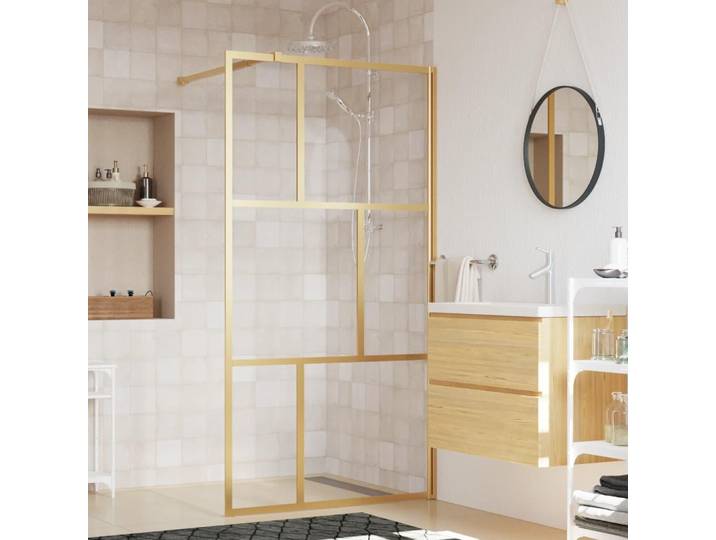 VidaXL Cabine de douche à l'italienne transparente 115x195 cm ESG glass gold coloured