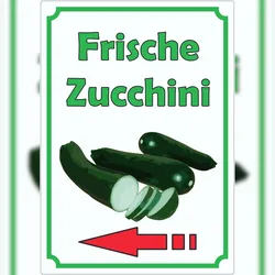 HB-Druck Frische Zucchini Aufkleber Hochkant mit Pfeil links A1 (594x841mm)